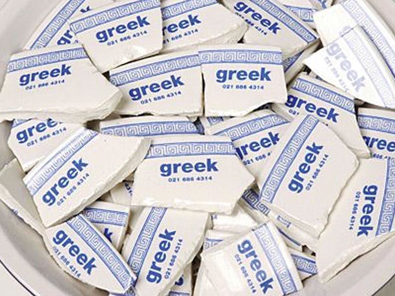 Greek Restaurant ceramic visiting card