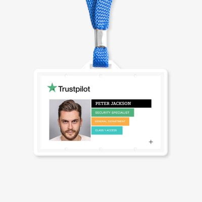 Swiss-style Employee name badge template. ONB-03.