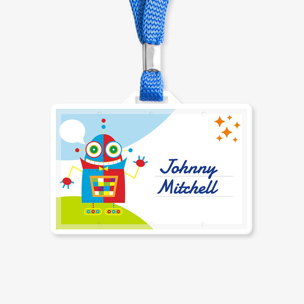 ONT-11-02 Smiling Robot-School Name tag-ONT-11