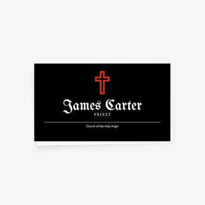 Restrained business card for Priest. OBC-09.
