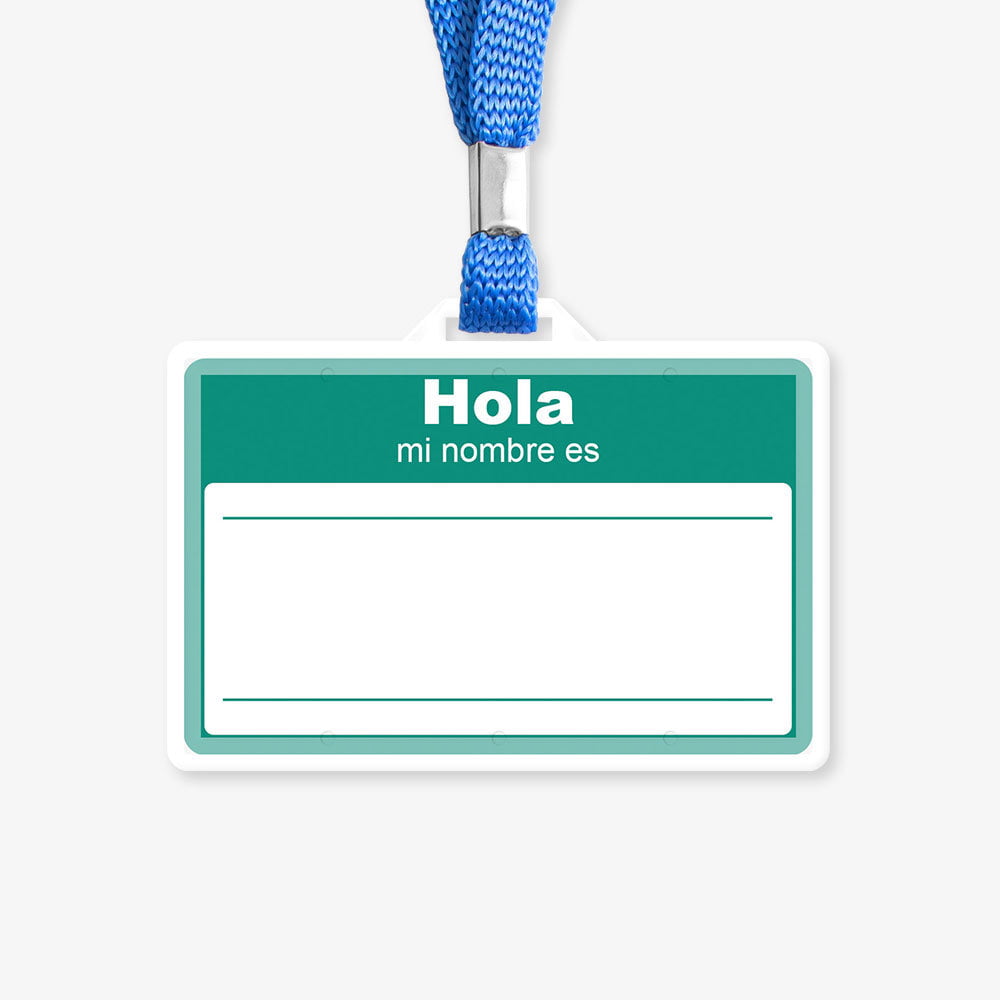 Hola, mi nombre es ___ Name Tag. The Spanish version of the popular “My  Name Is ___” tag. Fully editable online template.