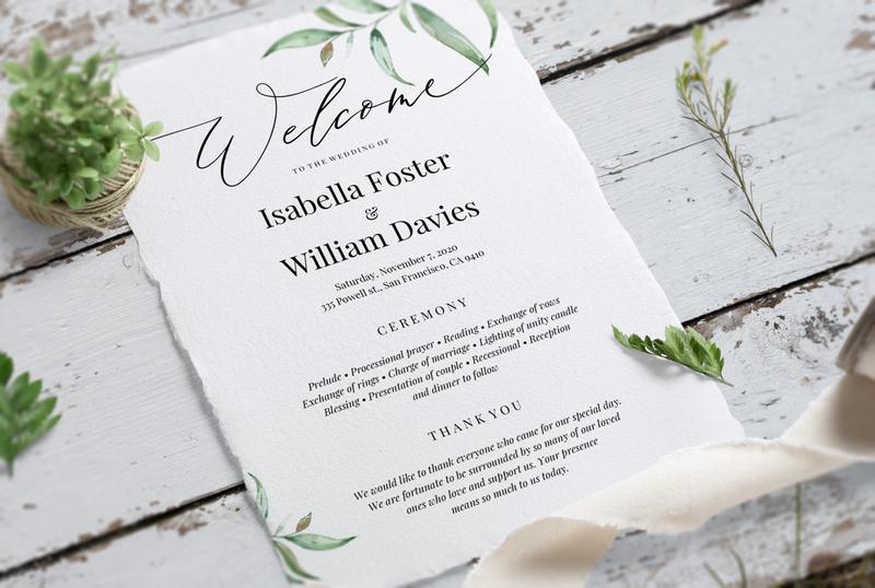 Wedding Program Template, Aurora